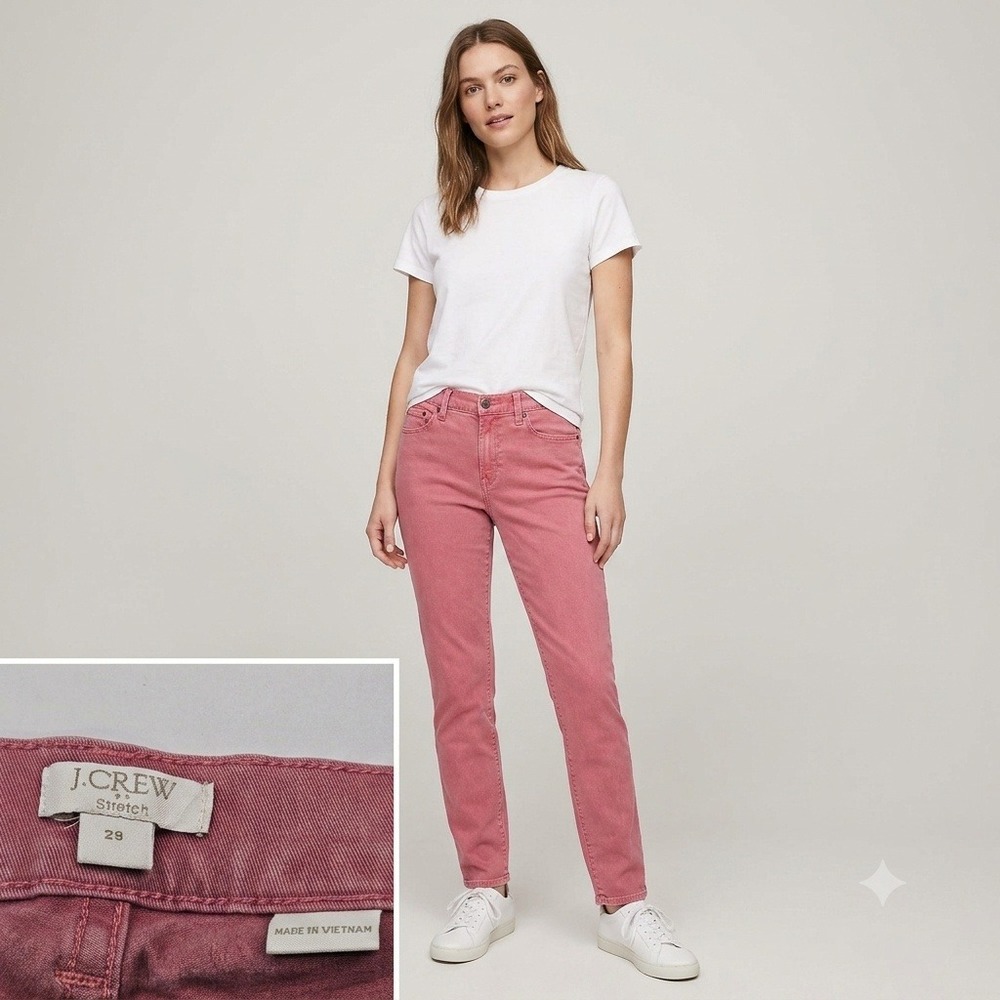 J.Crew Pants Women 29 Pink Stretch Slim Straight Garment Dyed E6687